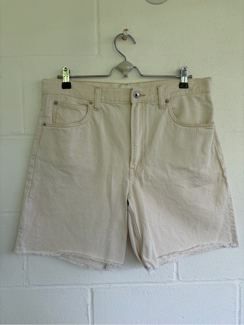 Everlane Cream High-Rise Denim Shorts